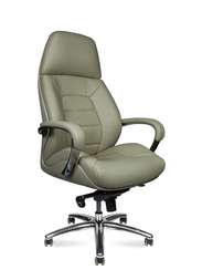 Кресло офисное  Porsche  светло-серая  кожа алюминий крестовина