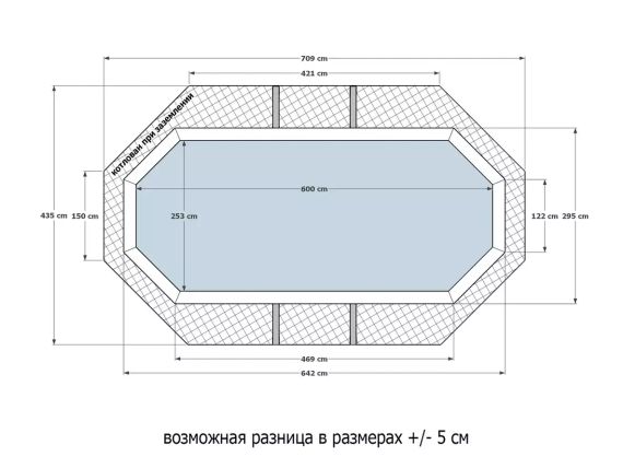 Морозоустойчивый сборный бассейн 600 х 250 см &quot;Ангара&quot; овальный