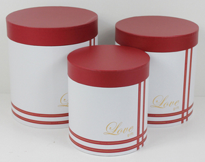 Коробки Цилиндр "Четыре полоски" Набор 3 шт.Винный