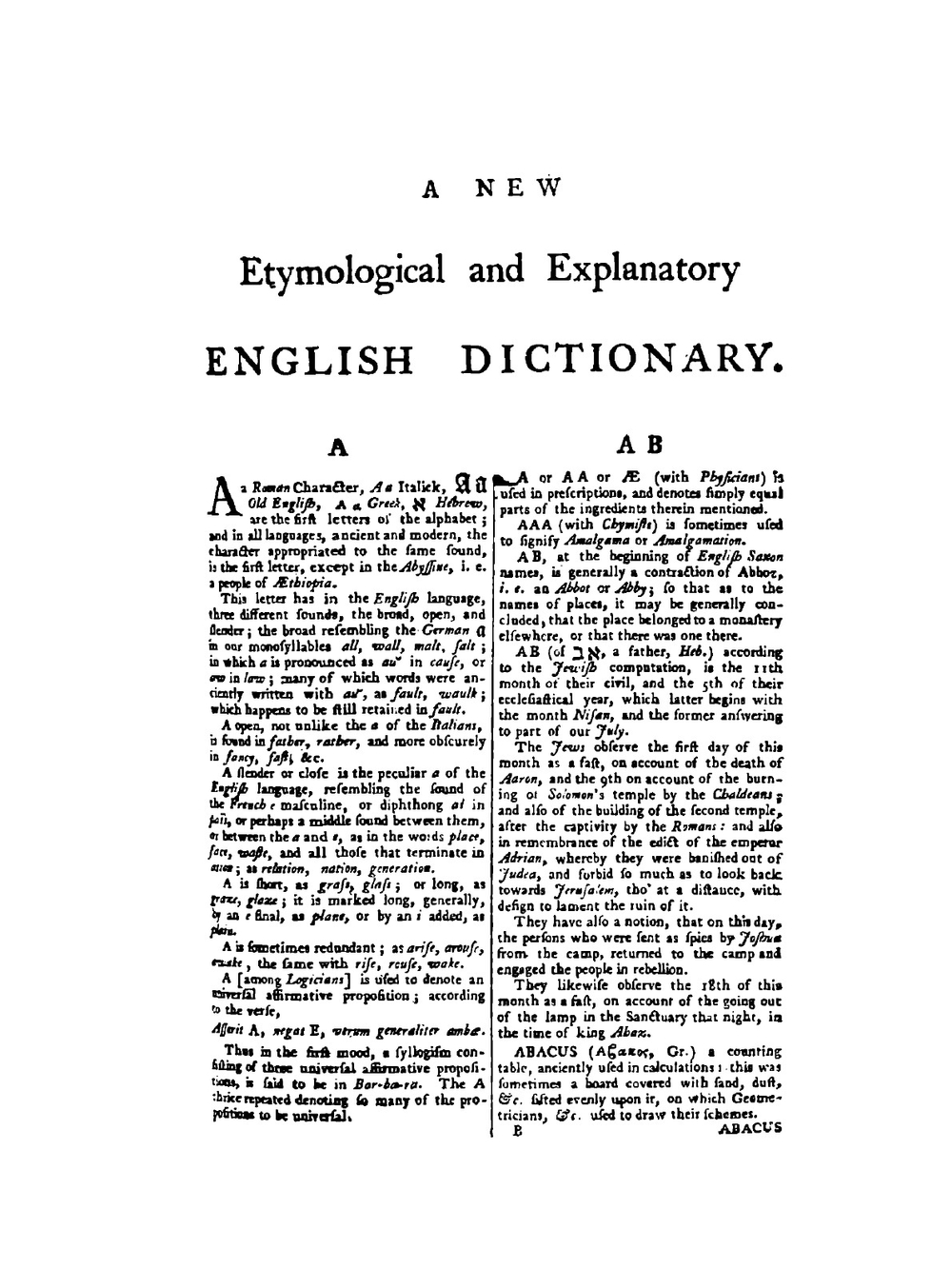 The New Universal Etymological English Dictionary | Nathan Bailey