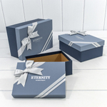 Коробка 22.5х16х9.5 см Набор 3 шт "Eternity" с бантом (Синий)