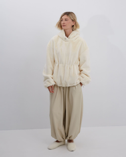 Анорак из искусственного меха стриженной норки сливочный