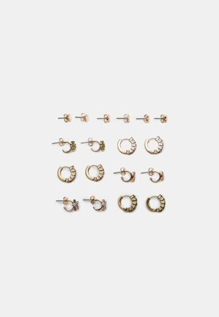 STRADIVARIUS Набор из 9 пар блестящих сережек, золотой