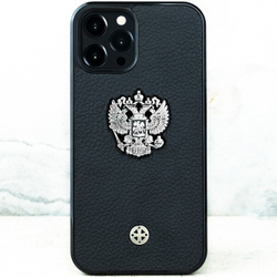 Премиальный чехол iphone с гербом России купить - Euphoria HM Premium - натуральная кожа, ювелирный сплав