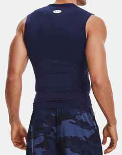 Мужская теннисная футболка Under Armour Men's HeatGear Armour Sleeveless - midnight navy/white