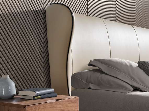 Кровать Angel Cerda 7157, кремовая экокожа