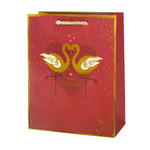 Подарочный пакет «Два лебедя» металлик, 210 гр, 32х25х11 см