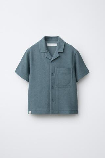 ZARA РУБАШКА С ОТЛОЖНЫМ ВОРОТНИКОМ, ЗЕЛЕНОВАТО-СИНИЙ