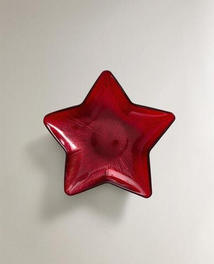 ZARA HOME НОВОГОДНЯЯ СТЕКЛЯННАЯ МИСКА «ЗВЕЗДА», КРАСНЫЙ