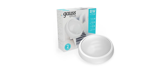 Светодиодный светильник Basic Gauss белый 8W IP54 4000K 141411208.