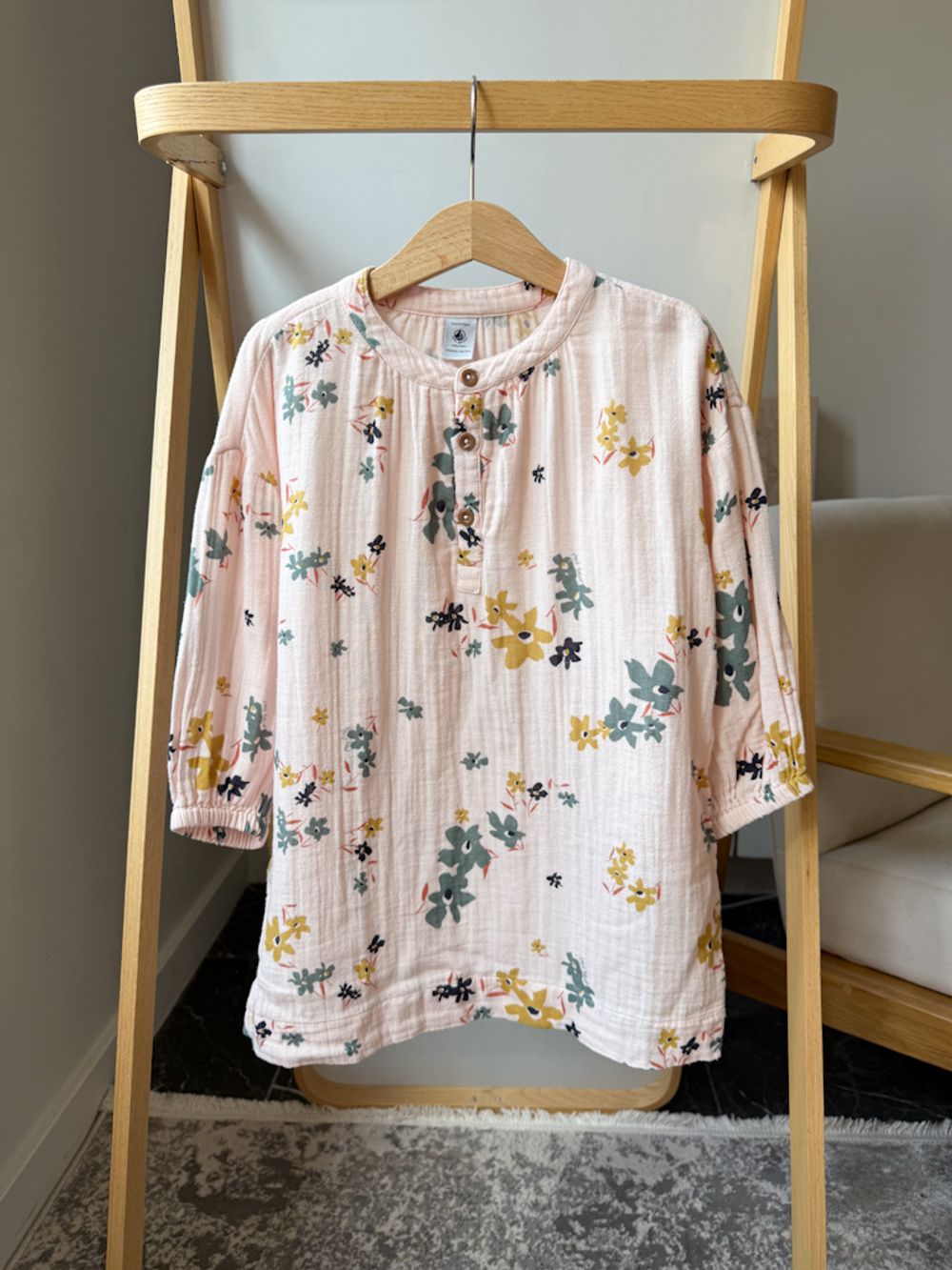 Хлопковое платье-рубашка Petit Bateau, 110