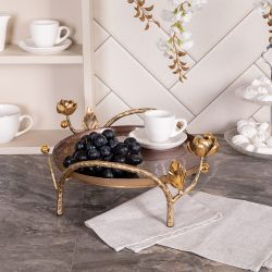 Фруктовница-конфетница Нимфея (поднос) Бронза Шоколадный