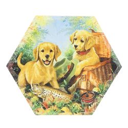 Подставка под горячее с пробкой "Щенки на прогулке" 16*14*0,7см. (3вида) (подарочная упаковка)