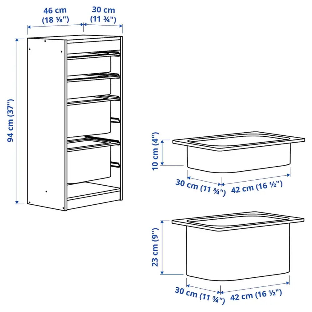Стеллаж - IKEA TROFAST, 46х30х94 см, белый/ярко-красный, ТРУФАСТ ИКЕА