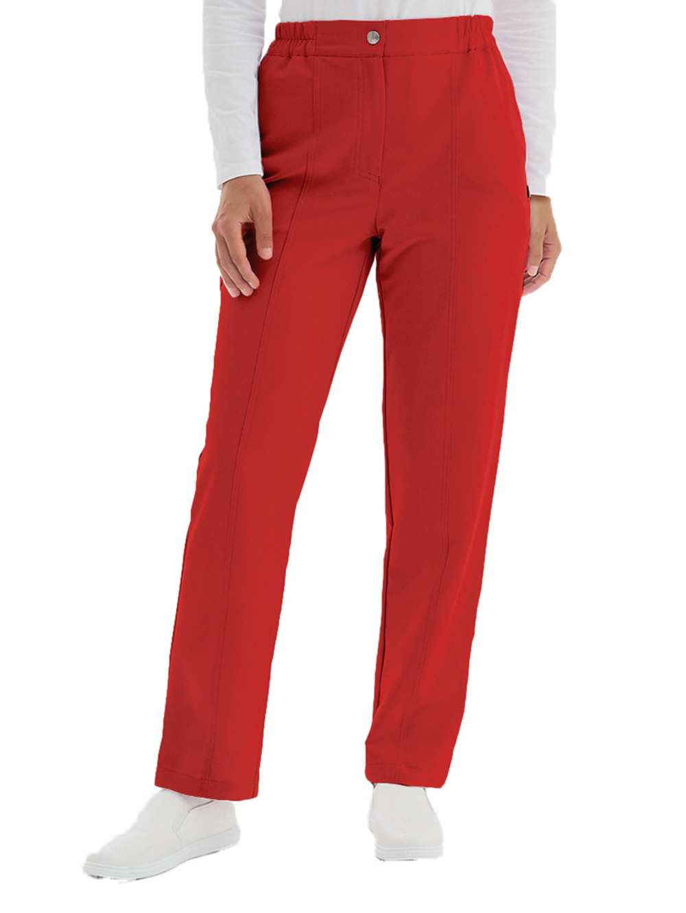 Брюки медицинские женские Тезис TZ325, на молнии и пуговице, красный, 50