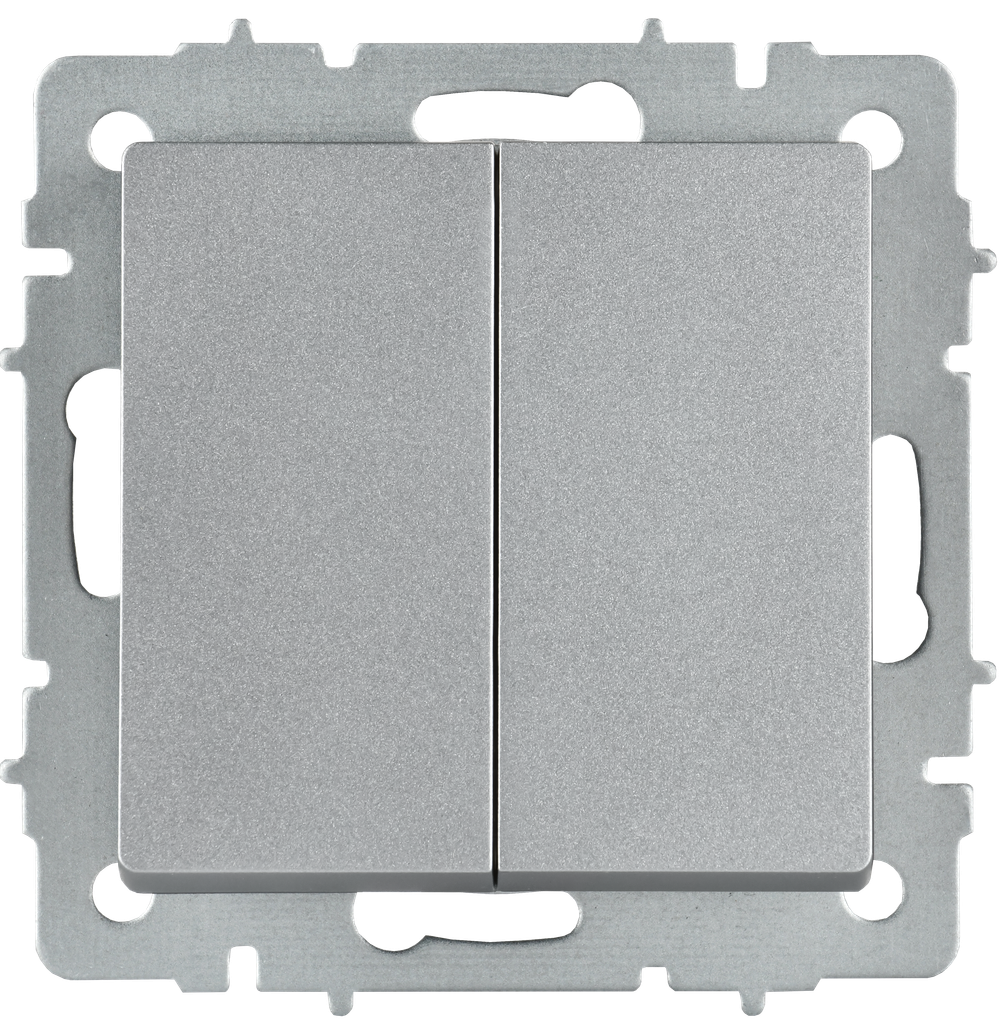 BRITE Выключатель 2-клавишный перекрестный 10А ВС10-2-3-БрА алюминий IEK