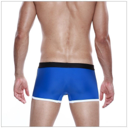 Мужские плавки боксеры черные с синим Seobean Surf Swim Boxers