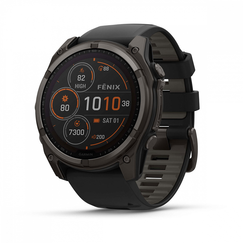 Умные часы Garmin FENIX 8 51 мм Solar Sapphire Carbon Gray DLC Titanium with Black/Pebble Gray Silicone
