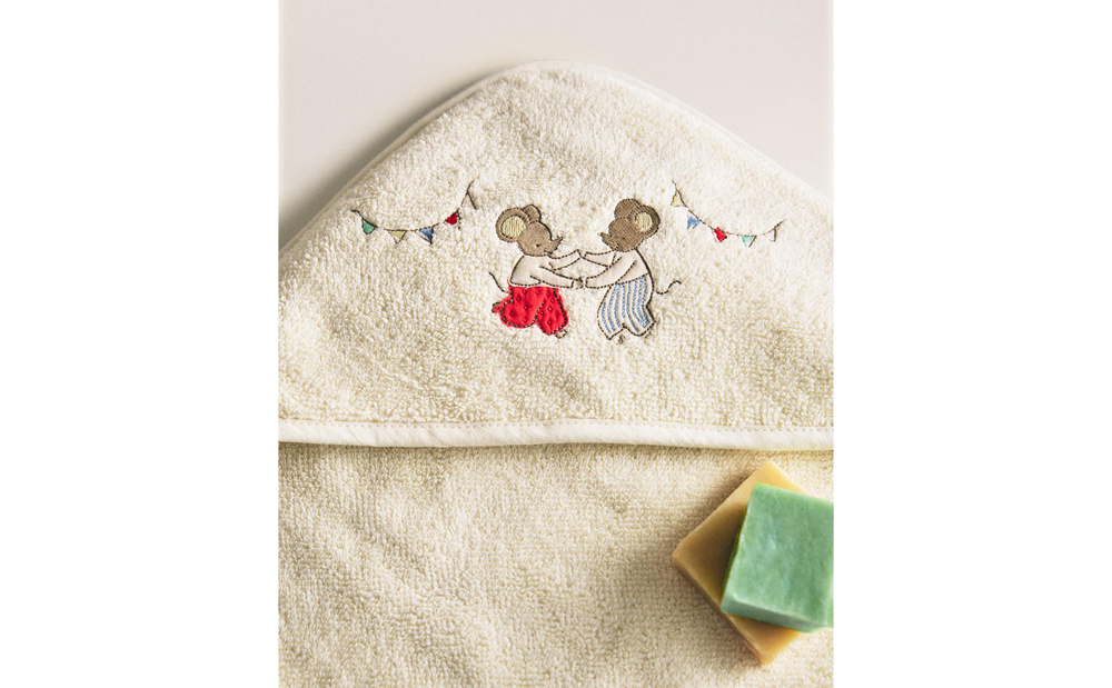 Zara Home Детское полотенце с капюшоном из хлопка, бежевый, 80x80 см · 4698/423