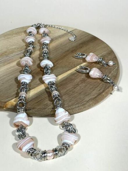 Комплект колье и серьги муранское стекло