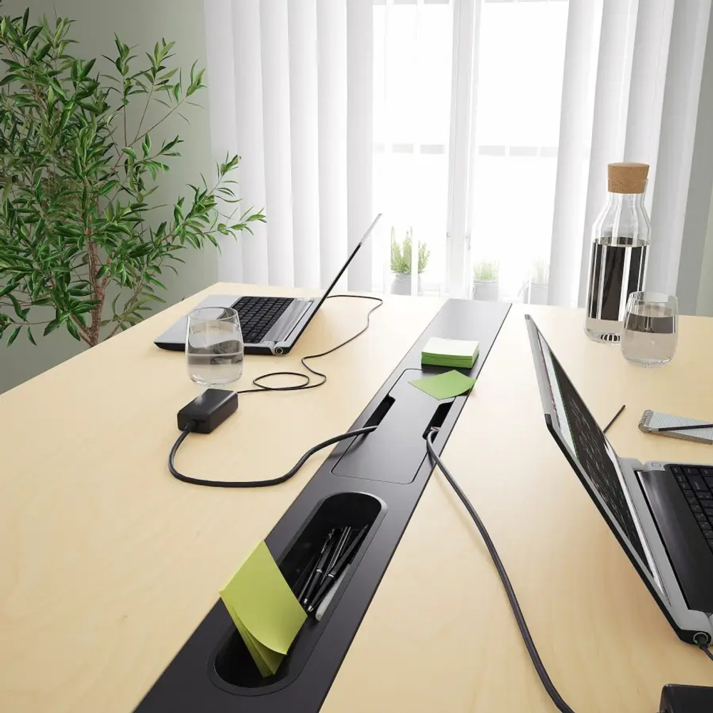 Стол для переговоров - MITTZON IKEA /ИКЕА МИТТЗОН , 108х140х105 см, светло-коричневый/черный