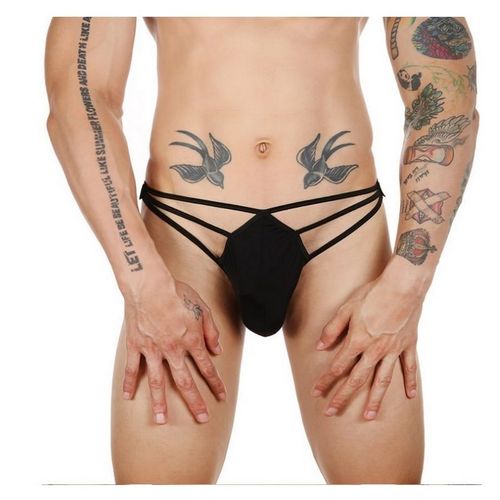 Мужские трусы стринги черные Romeo Rossi 1022-2