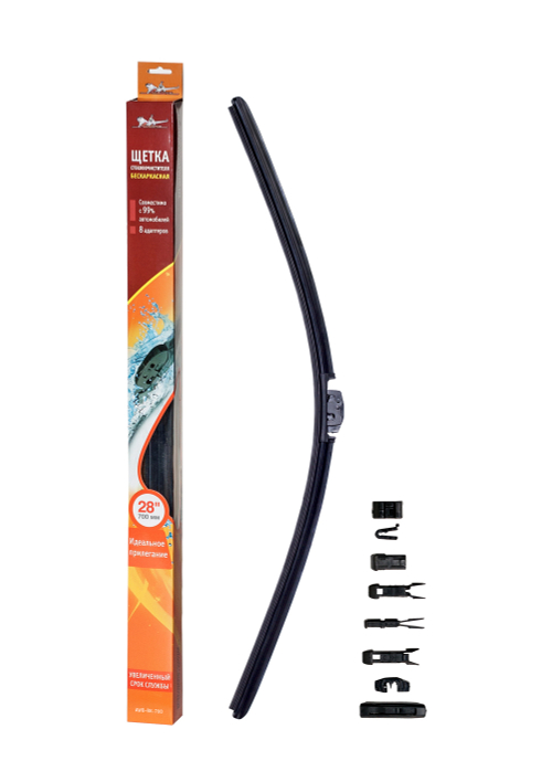 Щетка стеклоочистителя бескаркасная Airline 28"/700мм PRO 10 адаптеров