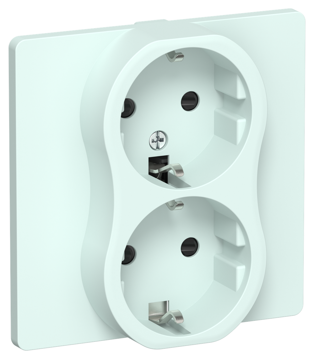 FLITE Розетка 2-местная с заземлением с защитными шторками безвинтовое крепление 16А РСш12-1-К-ФлХЛ холодный лед IEK
