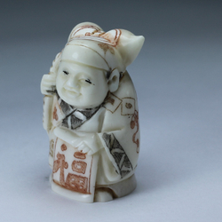 Нэцкэ Ребенок с тыквой горлянкой и табличкой "счастья"