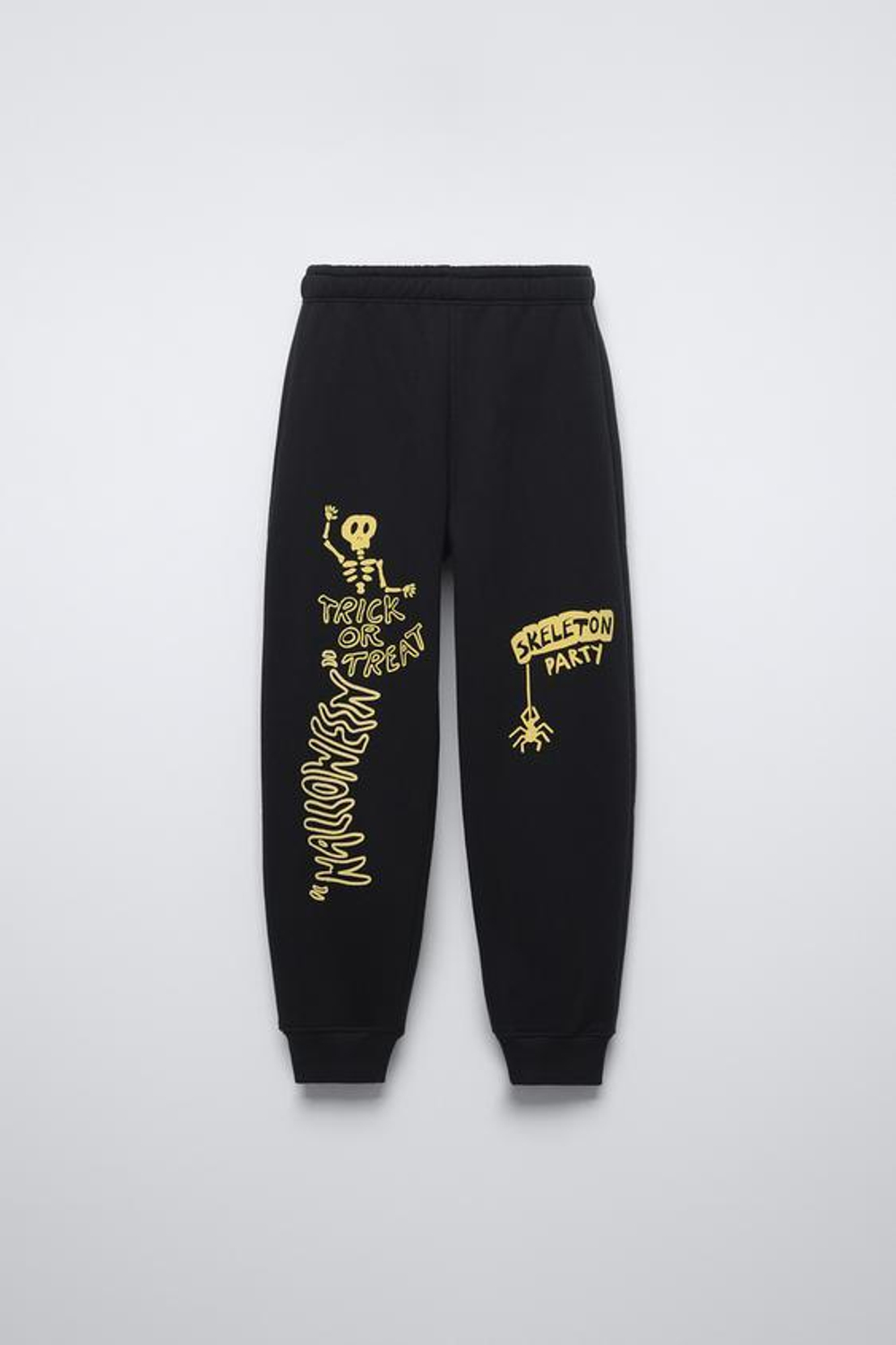 ZARA БРЮКИ С ПРИНТОМ «СКЕЛЕТ», ЧЕРНЫЙ
