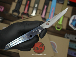 Нож Spyderco COBOL Titanium огненный - рукоять кастом титан, клинок сатин
