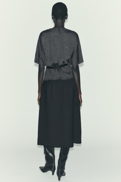 ZARA ЮБКА МИДИ-КЛЁШ, ЧЕРНЫЙ