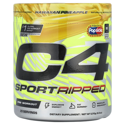 C4 / Cellucor, C4® Sport Ripped, предтренировочный комплекс, Popscle®, гавайский ананас, 270 г (9,5 унции)