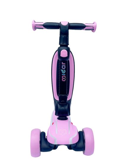 Самокат-беговел со светящимися колёсами 3 в 1 Scooter Micar Moby Pink