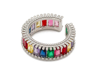 Кольцо широкое с цветными кристаллами "Радуга"