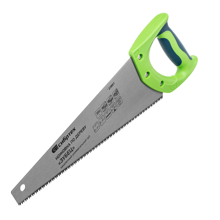 Ножовка по дереву "Зубец", 350 мм, 7-8 TPI, каленый зуб 2D, двухкомпонентная рукоятка Сибртех