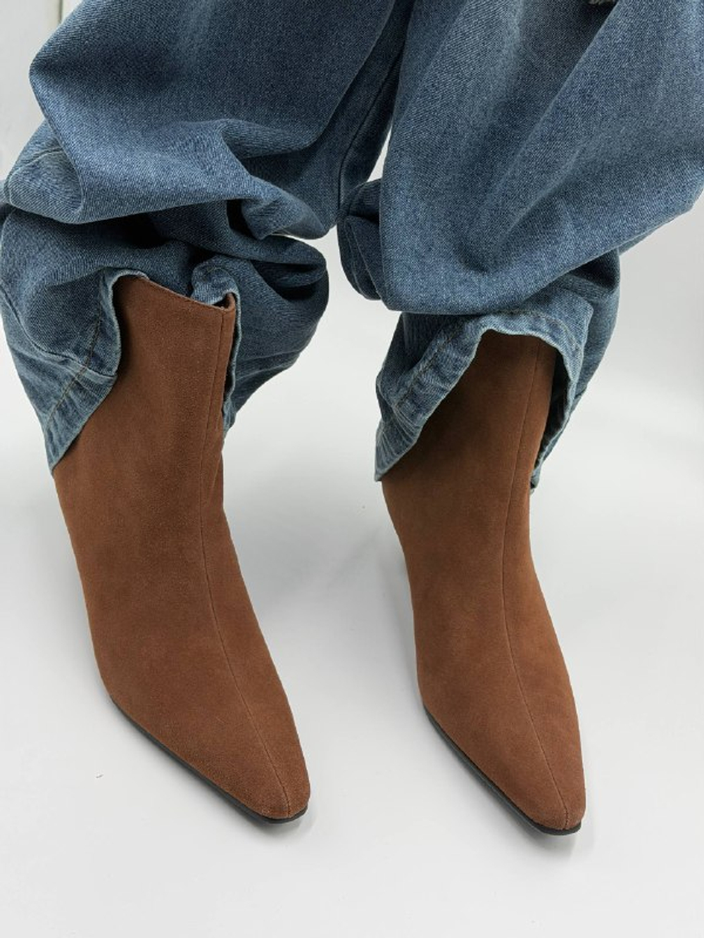 Ботильоны женские натуральная кожа артикул 162 цвет "рыжий"