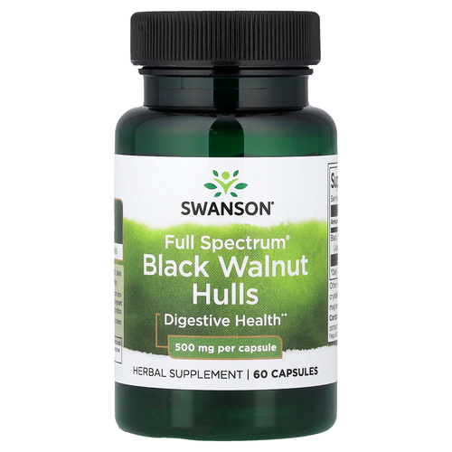 Swanson Vitamins, Full Spectrum®, скорлупа чёрного ореха, 500 мг, 60 капсул