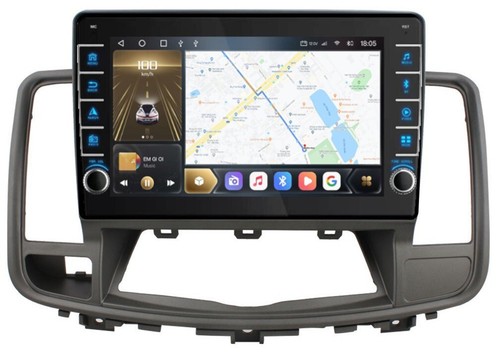 Магнитола для Nissan Teana 2008-2013 (монохром экран) - Carmedia OL-1669 (кнопки и крутилки), Android 12, TS10, CarPlay, 4G SIM-слот