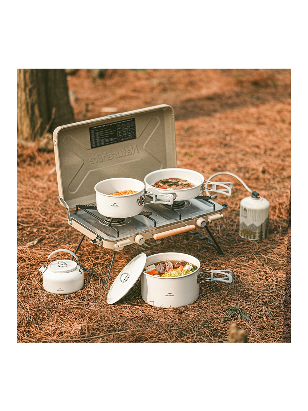 Набор посуды Naturehike туристический 4 в 1, керамическое покрытие, (с чайником)