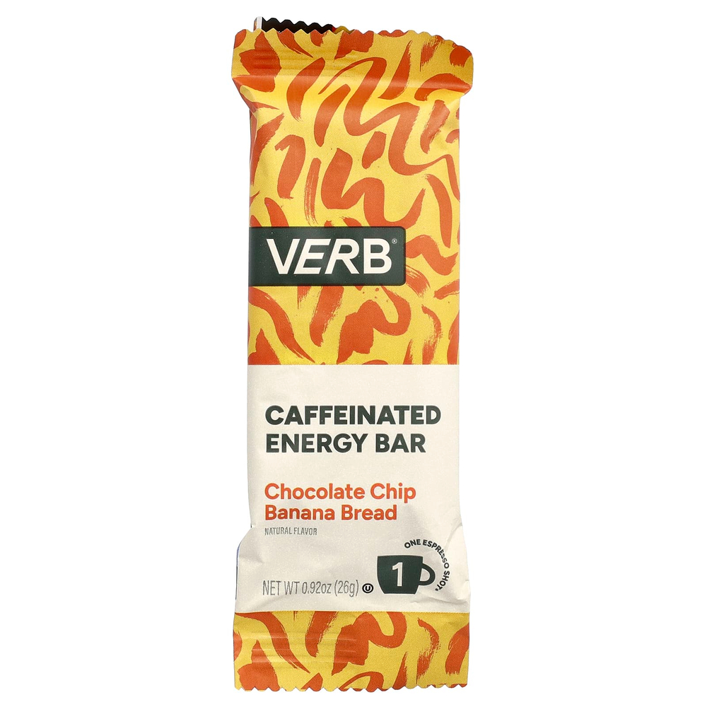 Verb Energy, Caffeinated Energy Bar, Chocolate Chip Banana Bread, 16 Bars, 0.92 oz (26 g) Each