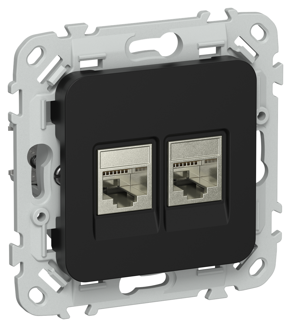 FLITE Розетка 2-местная RJ45/RJ11 категория 5Е/3 STP РКТ5е/3-2-1-ФлЧ черный IEK