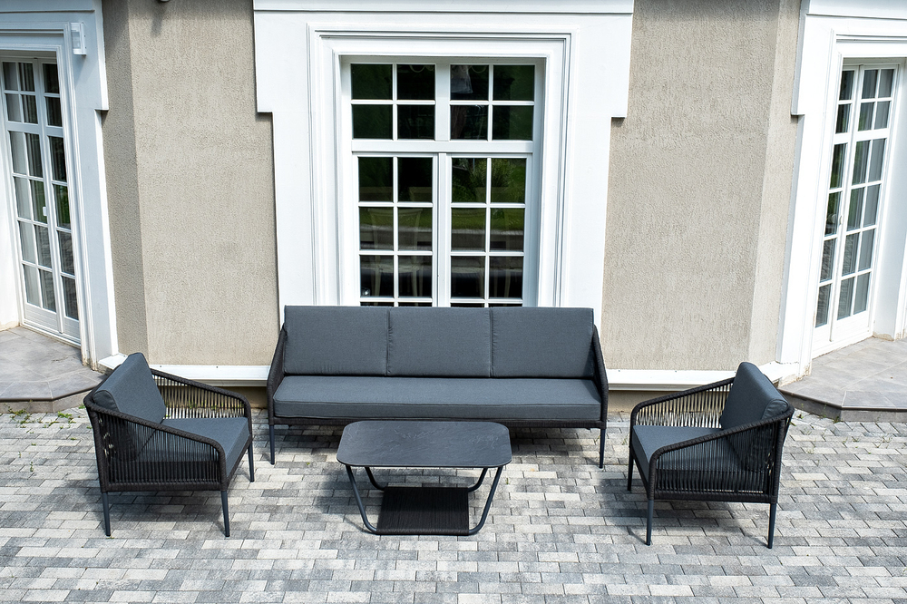 "Канны" лаунж-зона 5-местная плетеная из роупа (веревки), цвет темно-серый