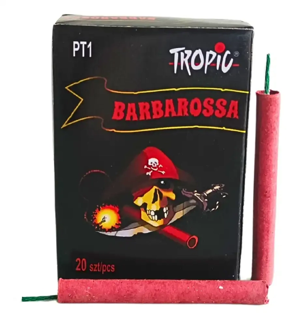 PT1 Barbarossa: Фитильные петарды-двадцатки от Tropic, 20 штук, громкий эффект.