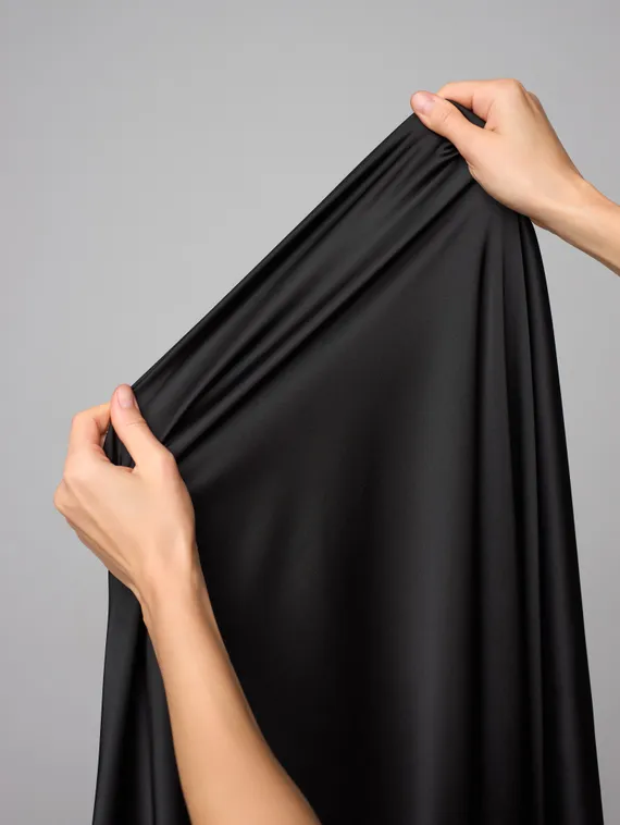 Шелк искусственный стрейч, арт. 2207, Китай, черный