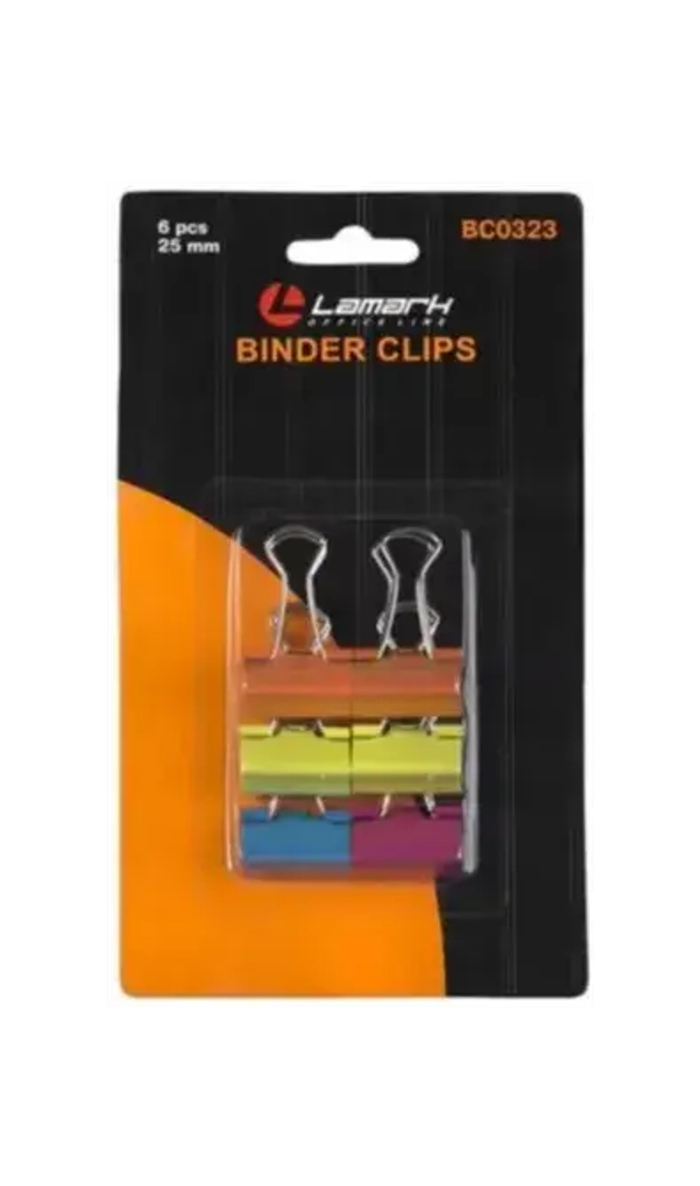 Зажим д/бумаг 25мм цветные Lamark 6шт. BC0323