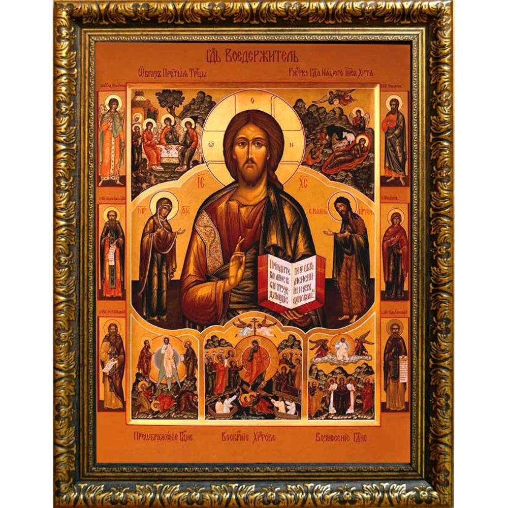 Спаситель с клеймами. Икона Иисуса Христа на холсте.