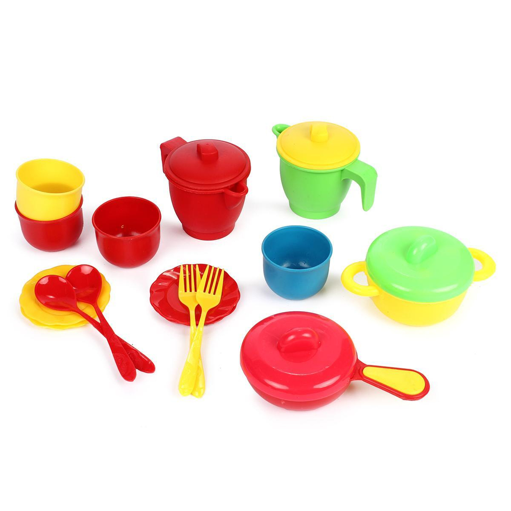 Пластмассовый игрушечный набор "Посуда с корзинкой", РР 2015-001