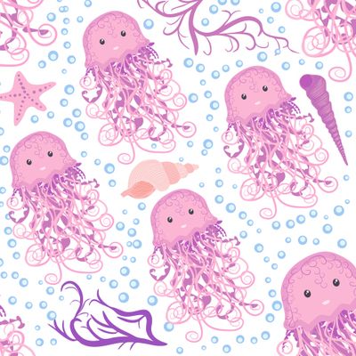 Узорчатые розовые медузы