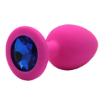 Маленькая розовая пробка с синим кристаллом ONJOY Silicone Collection (Цвет: розовый с синим)